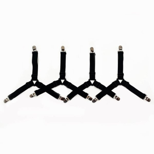 Adjustable Non-Slip Elastic Bed Sheet Straps with Metal Clips - Image 3