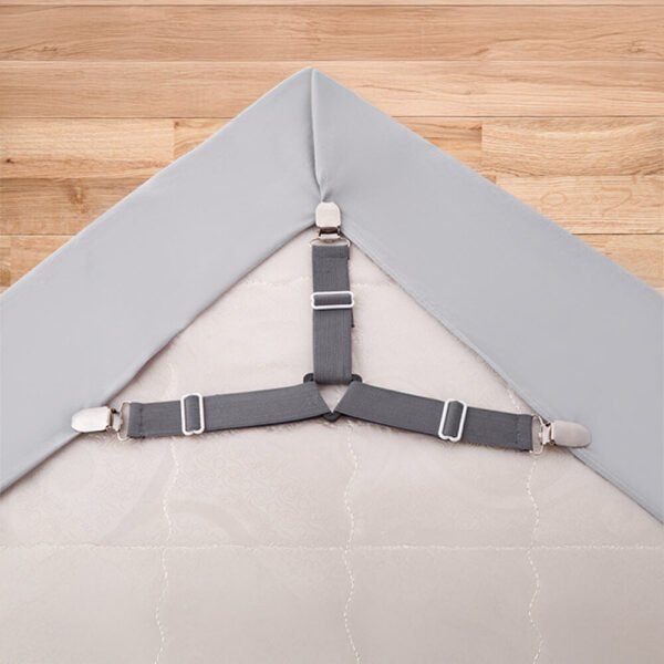 Adjustable Non-Slip Elastic Bed Sheet Straps with Metal Clips - Image 2